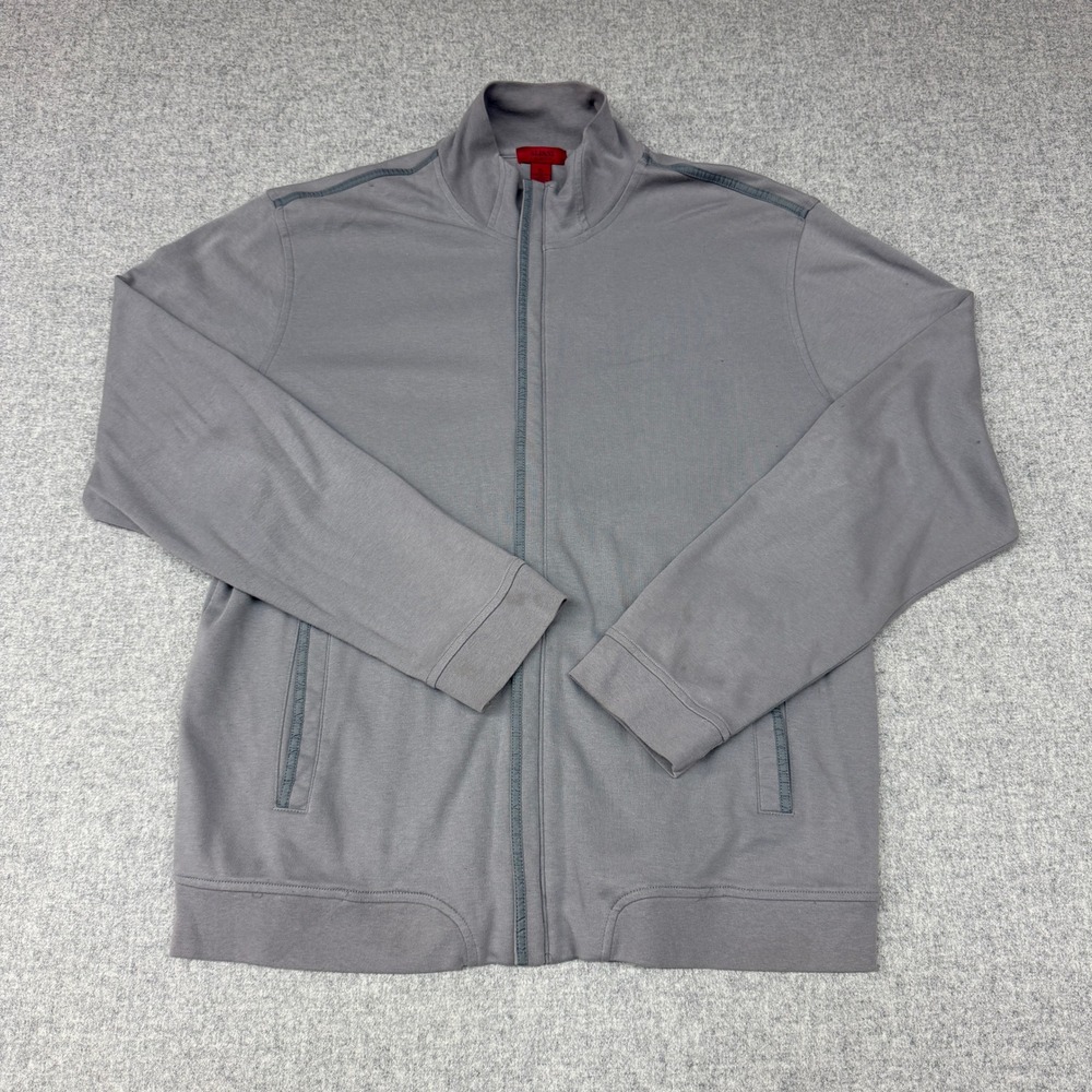 Alfani | Track Jacket | XL | Gray | Slim Fit Full Zip Cotton Blend Mock Neck Poc